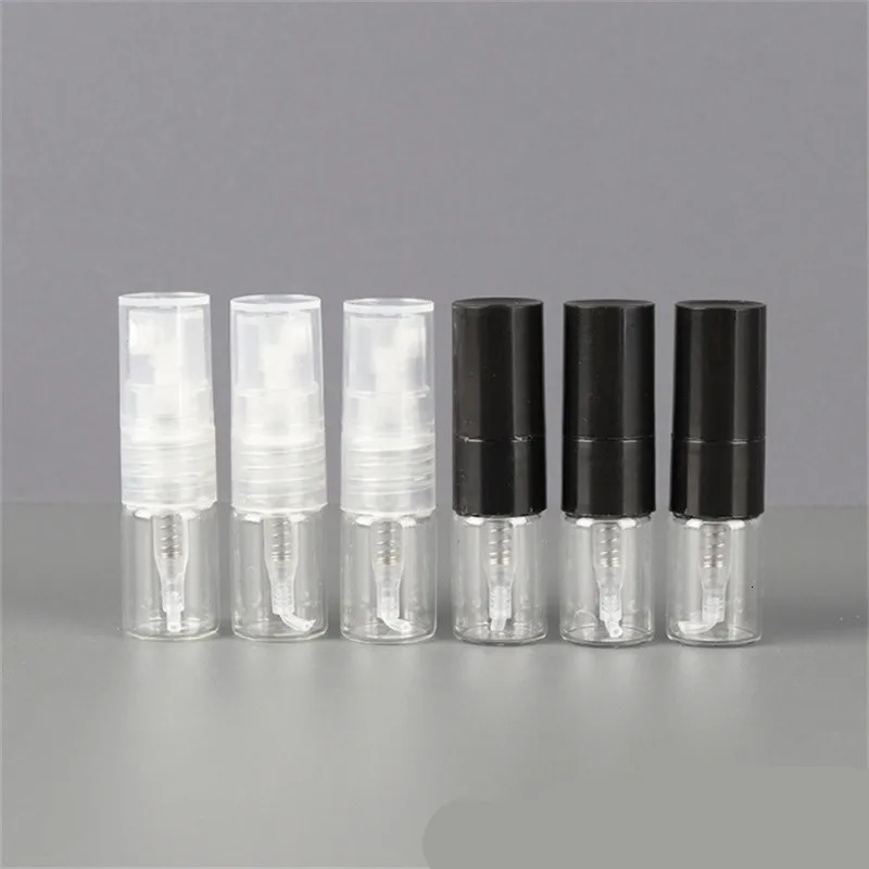 50/100/200pcs 1ML Black Portable Glass Perfume Bottle Spray Refillable Bottle Sample Dispenser Perfume Pump Travel Bottle 241225