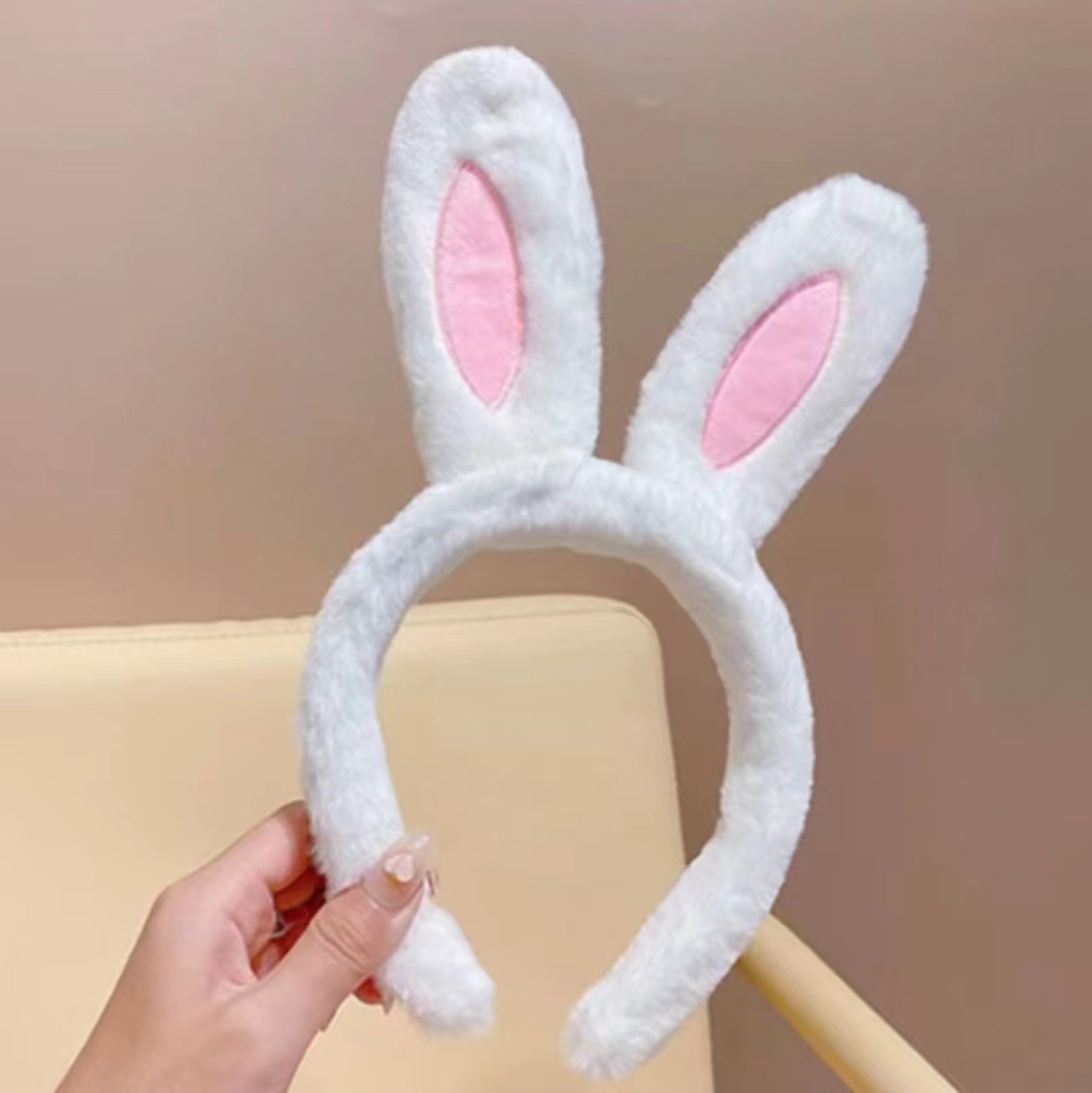 New Korean version cute plush rabbit ear headband female cartoon super cute and versatile bunny face wash makeup headband hair accessory
