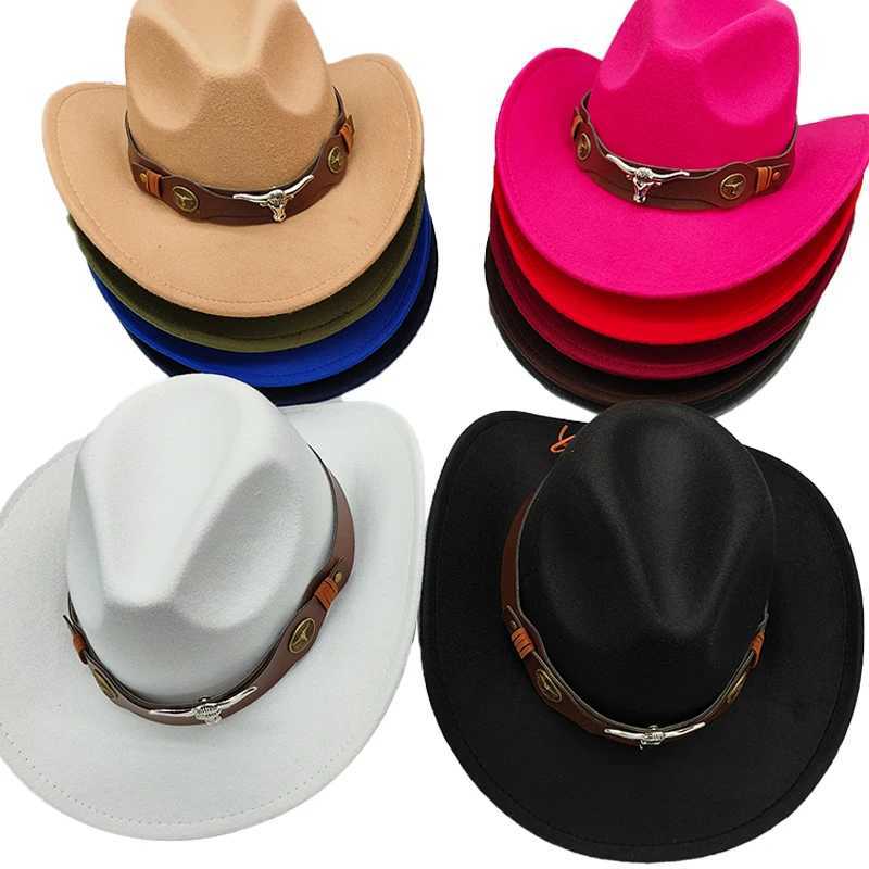 Cowboy Hat Gentleman Fedora Felt Jazz Hat New Womens Roll Brim Wool Cheu Western Sombrero Hombre C Cowboy Hat Cowboy Hat W241225