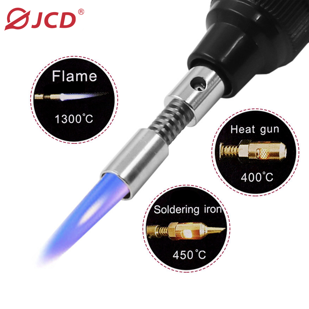 JCD MT-100 1300 Celsius Butane Gas Soldering Iron Gas Burner Blow Torch Gun Portable Wireless Soldering Iron Pen Welding Gun Solder Tools