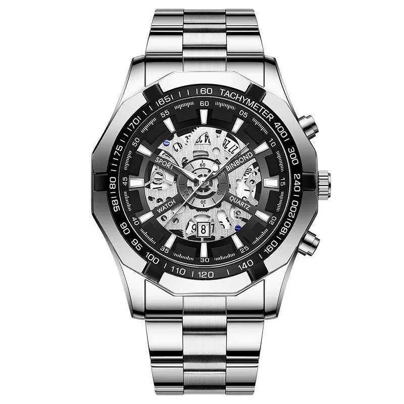 New Arrival UTHAI mens watch light luxury business hollow luminous pointer waterproof stainless steel metal strap quartz watch H169 Z241226