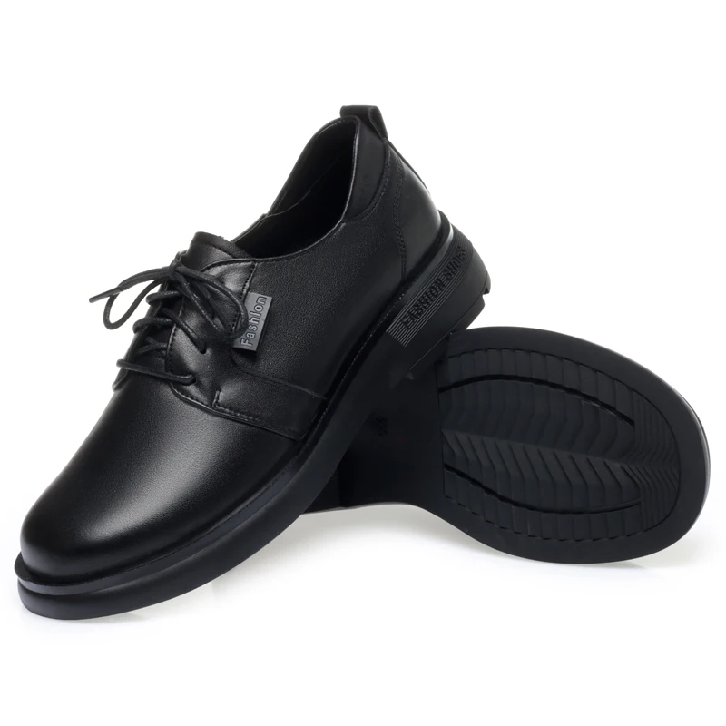 AIYUQI Spring Shoes Women Wedge Casual Lace-up Non-slip Women Shoes Round Toe Genuine Leather Work Shoes Ladies