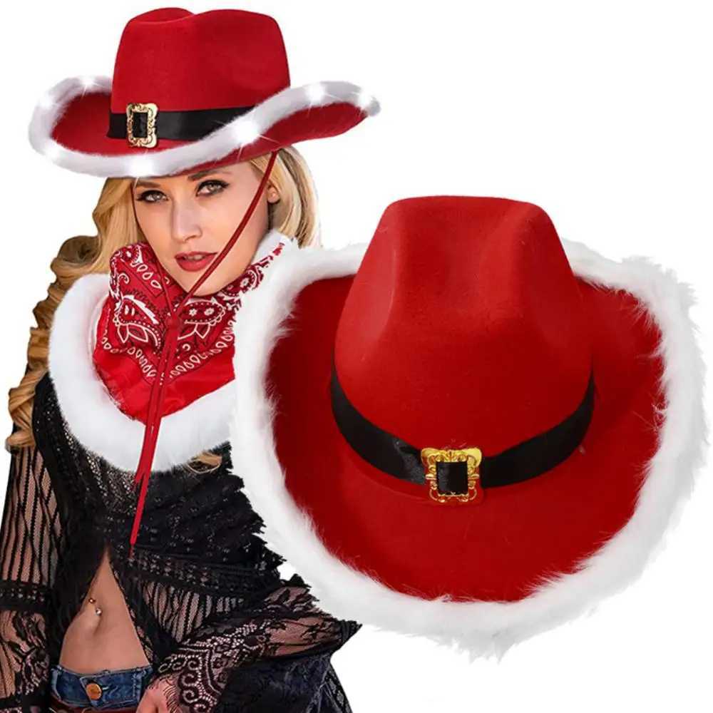 Luminous White Feather Santa Claus Hat Fashion LED Santa Claus Hat Unique Santa Claus Role Playing New Years Day 2025 W241225