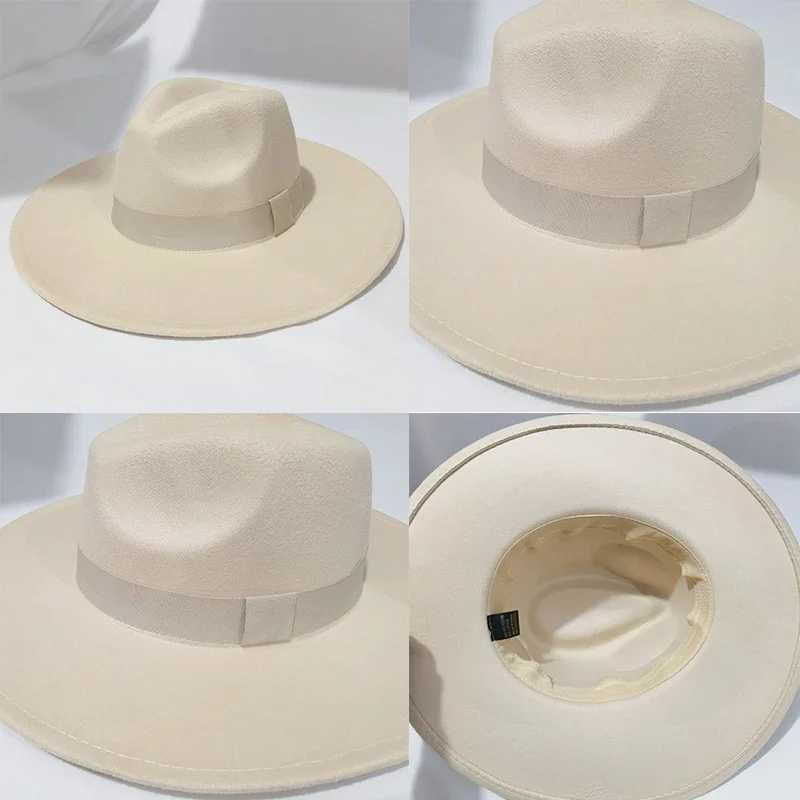 Fedora womens hat new 9.5cm wide Brim Dr mens Cs felt hat Panama church wedding ribbon band mens hat Sombreros De Mujer W241225