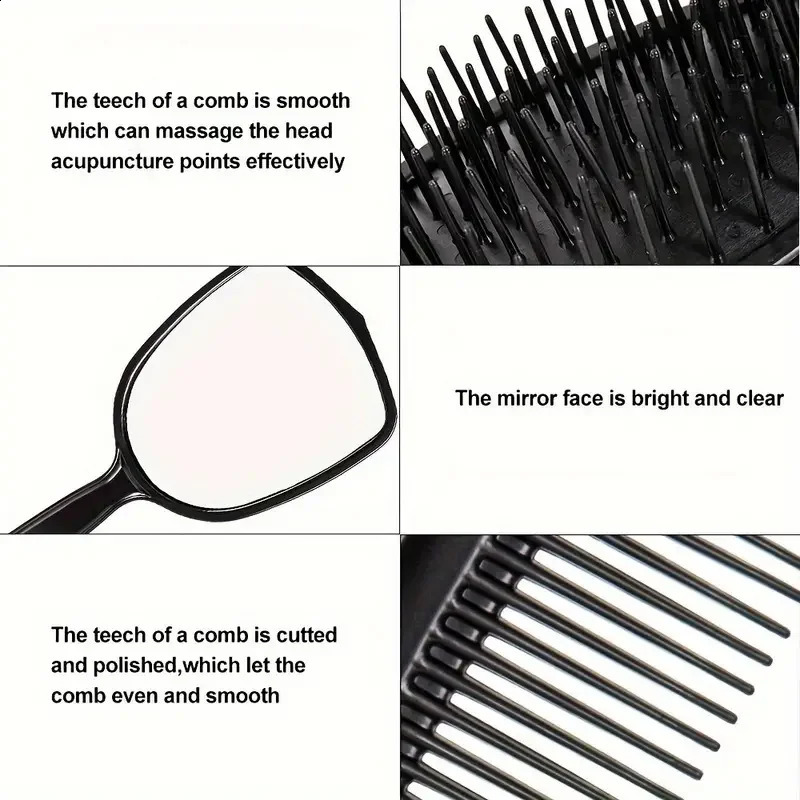 5Pcs Comb Brush Set Professional Salon Styling Set with Antistatic Comb Makeup Mirror Dress Up Storage Tool Set for Women 241225