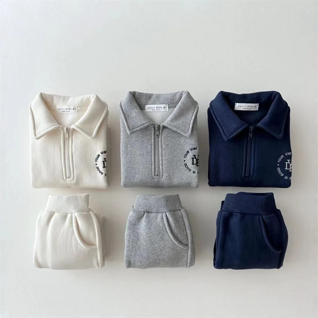 Winter Baby Long Sleeve Warm Clothes Set Infant Boy Fleece Sweatshirt Pants 2pcs Suit Plus Velvet Toddler Outfits 241225