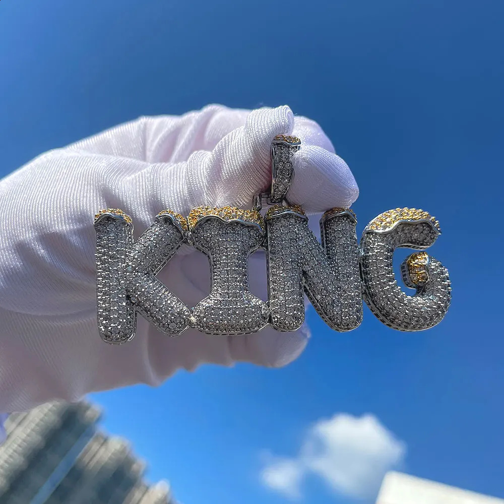 Hip Hop Custom Iced Out Personalized Initial Name Letter Zircon Diamond Pendant Necklace For Women Jewelry 241226