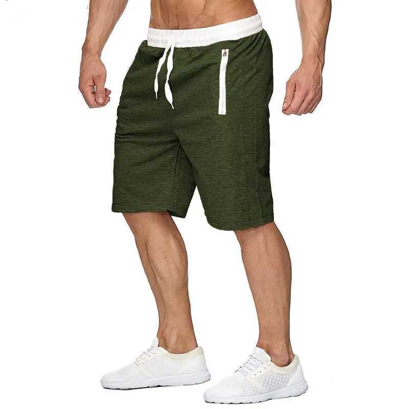 2024 new Summer Mens Fashion Jogger Sweat Shorts Undershirt Casual Solid Color Gym Running Workout Athletic Pants Male ShortsXJ241226