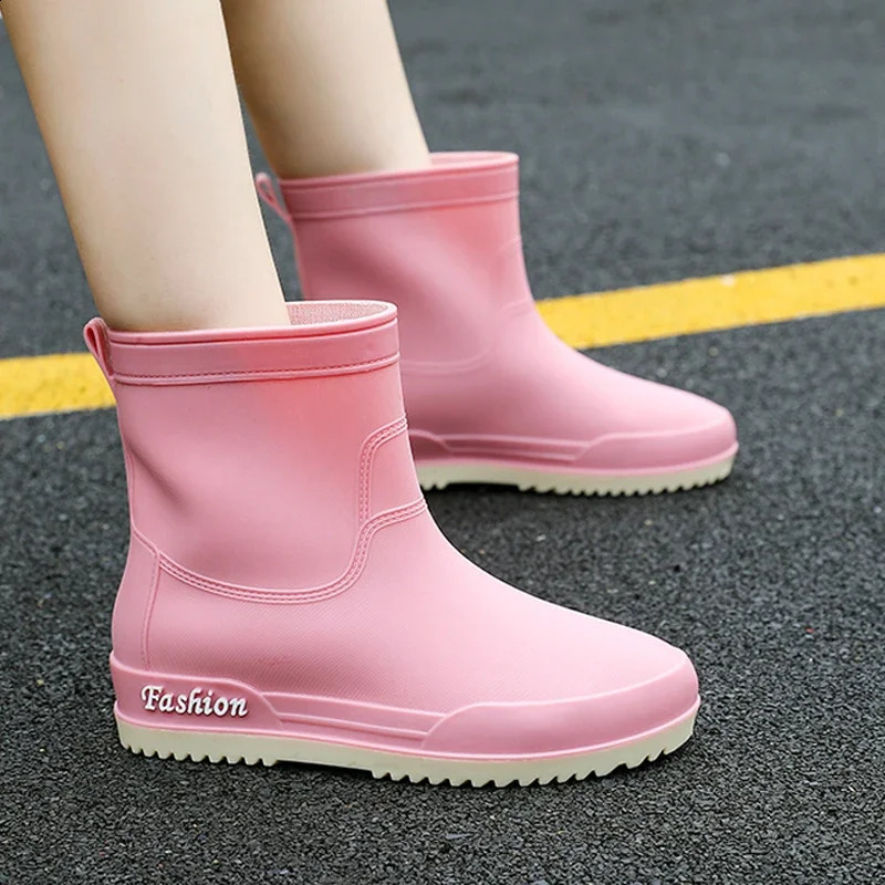 style rain boots ladies fashion outer wear rubber shoes non-slip waterproof rain boots short tube four seasons water shoes 241226