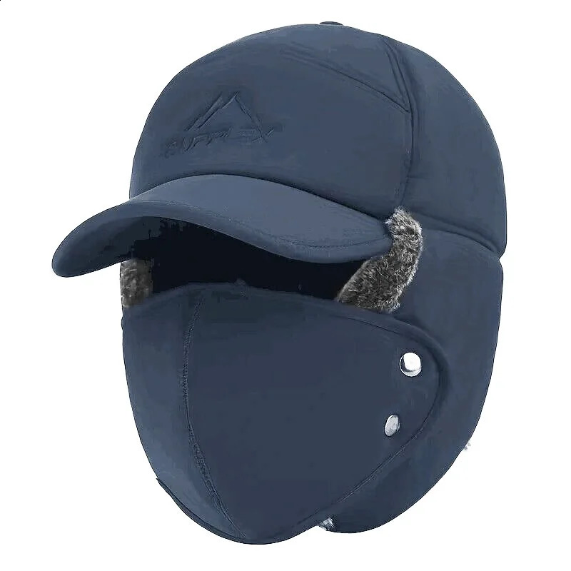 Winter Fur Warm Windproof Hat Men Women Lei Feng Cap Bomber Faux Fur Ear Flap Cap Black Ski Trooper Trapper Cold Anti-snow Cap 241226