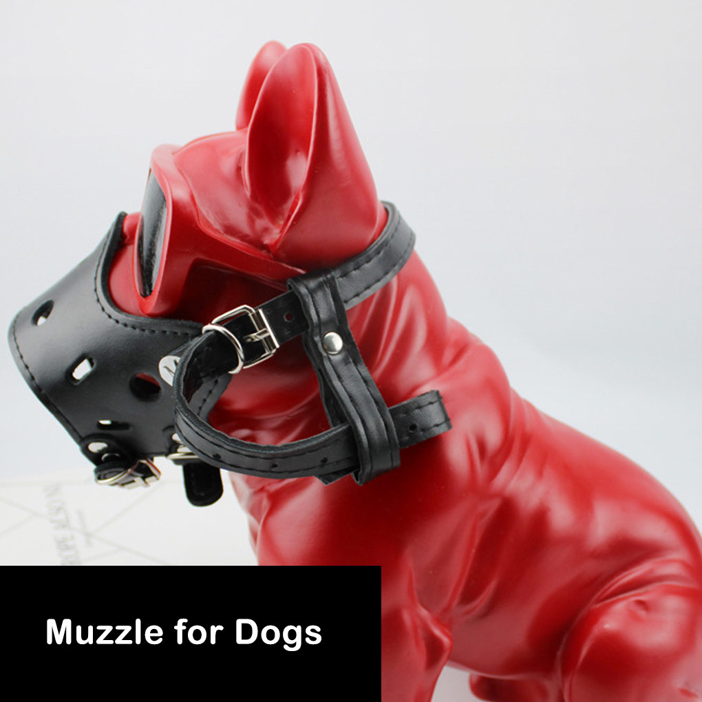 Dog Mouth Cover Portable PU Leather Muzzles Wear-resistant Waterproof Anti-Bite Sleeve Bark Arrester Metal Accessories XL