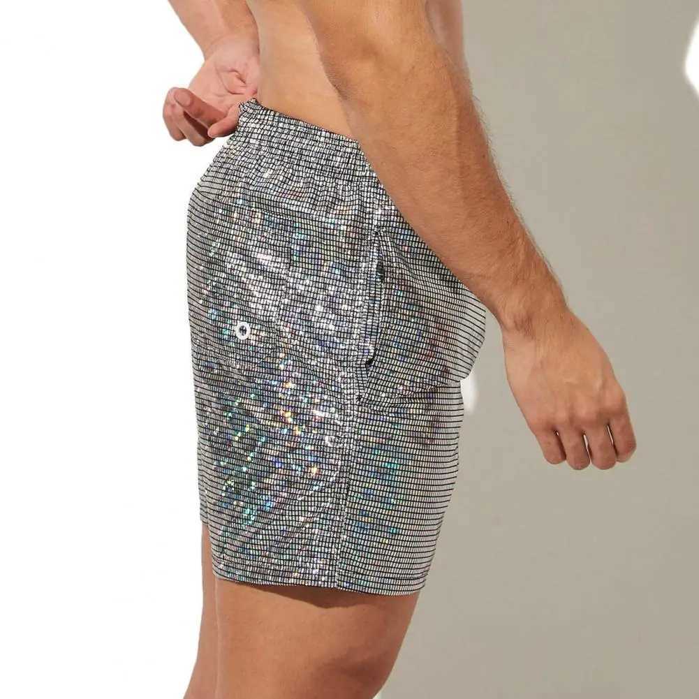 Metal printed beach pants quick drying mens gym shorts with brushed elastic waist soft and breathable fabric suitable for fitness jogging W241226