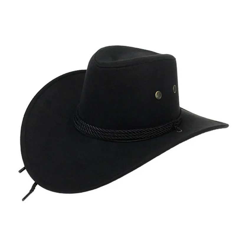 Classic Big Brim Cowboy Hat Mens Retro Outdoor Sunscreen Cs Neutral W241225