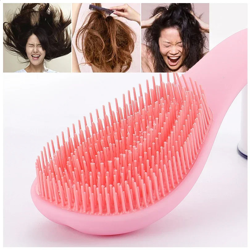 1PCS Anti Static Massage Hair Brush Tangles Detangle Shower Massage Hairbrush Comb Salon Hair Styling Tool Magic Handle Comb 241225