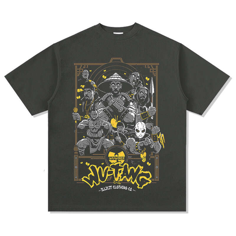 Wu Tannan Wudang style printed short sleeved T-shirt, loose RapHIPHOPTEE round neck hooded sweatshirt