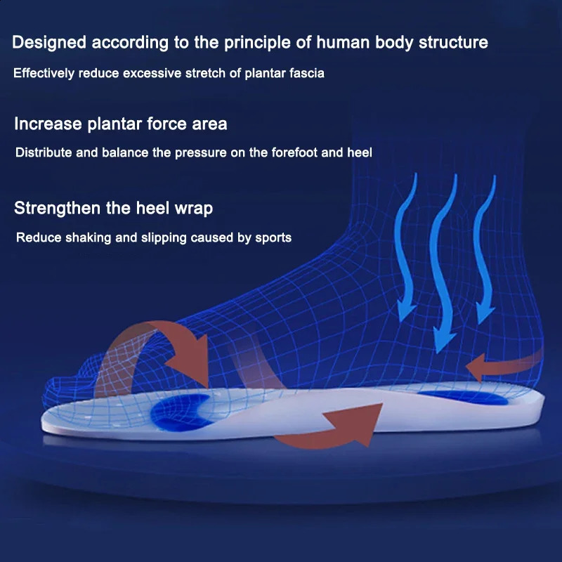 Silicon Orthopedic insoles for Shoes Women Men Flat Foot Arch Support Shoe Pad Shock Absorption Plantar Fasciitis Relief Insoles 241226
