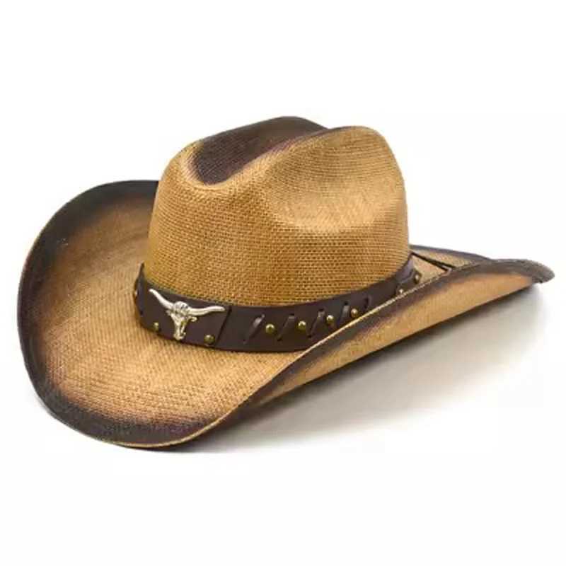 2024 New Summer Cowboy Hat Double Dome 10cm Brim Mens and Womens Western Cowboy Hat Sun Protection Sombrero Homb W241225