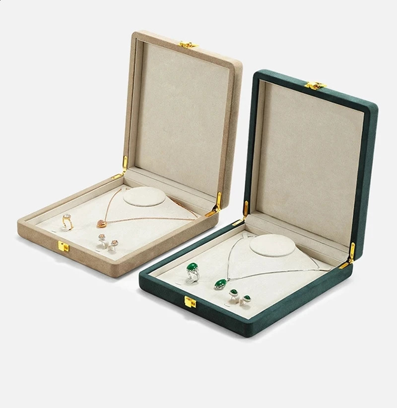 High-End Large Boxes Pearl Necklace Earrings Set Jewelry Packaging Box Metal Lock Buckle Jewelry Organizer Gift Box 20*23Cm 241225