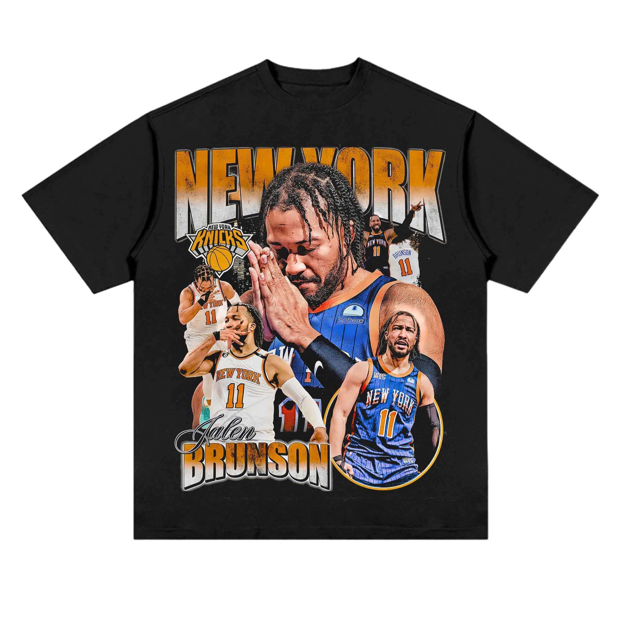 Brunson Printed American Vintage Cotton T-shirt Basketball Fans High Strt Short Sleeves Ts Summer Children and Adults Short Sleeves Y241225