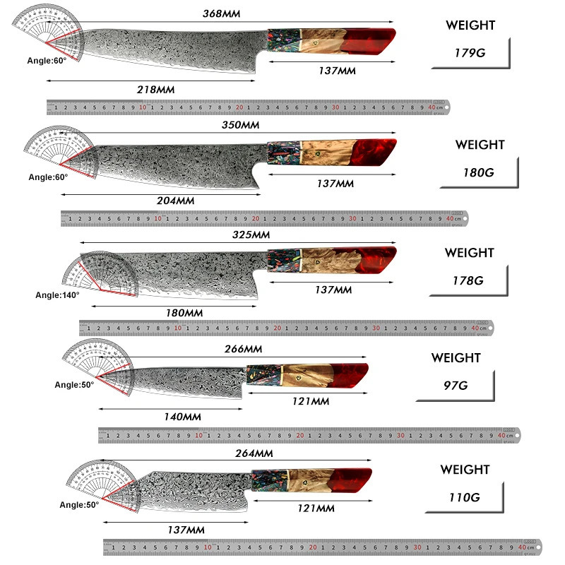 Grandsharp 1-5 piece kitchen knife set 67 layer Japanese Damascus knife AUS-10 steel chef practical knife sashimi knife 241225