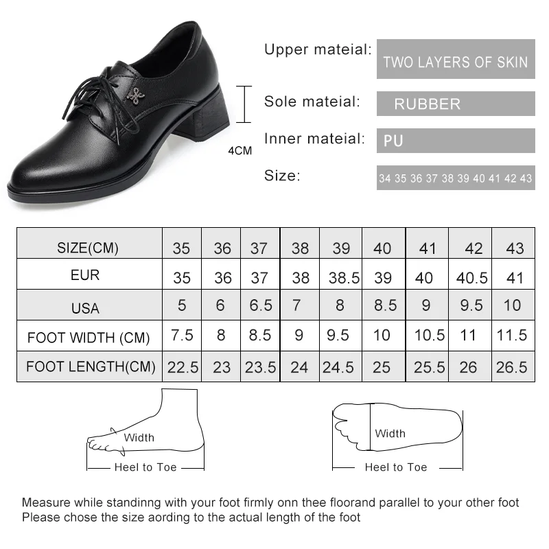 AIYUQI Women Shoes Genuine Leather Spring Mid-heel Women Dress Shoes Lace Up Large Size Office Shoes Women