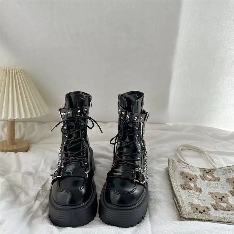 Autumn Personalized Thick Bottom Gothic Boots Sweet Cool Style 241226