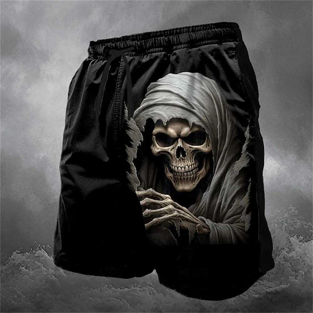 Funny Skull Print Mens Shorts Summer Beach Surfing Swim Shorts For Men Run Trunks Shorts Casual Drawstring With Pockets Pants W241226