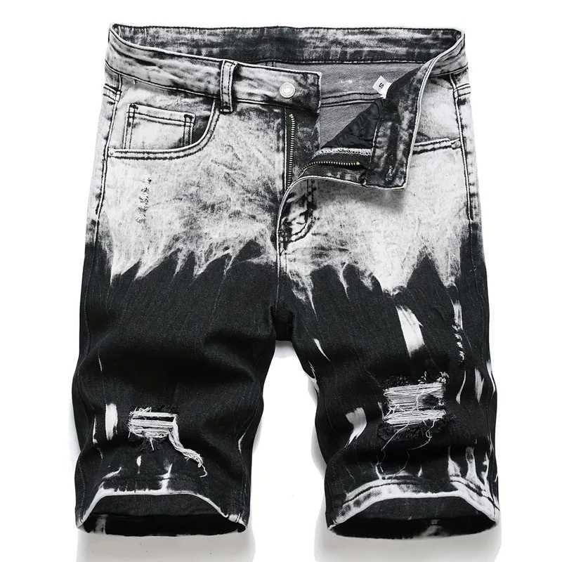 Summer new ultra-thin elastic mens shorts fashionable retro designed denim shorts streetwear 98% pure cotton cargo shorts mens W241226