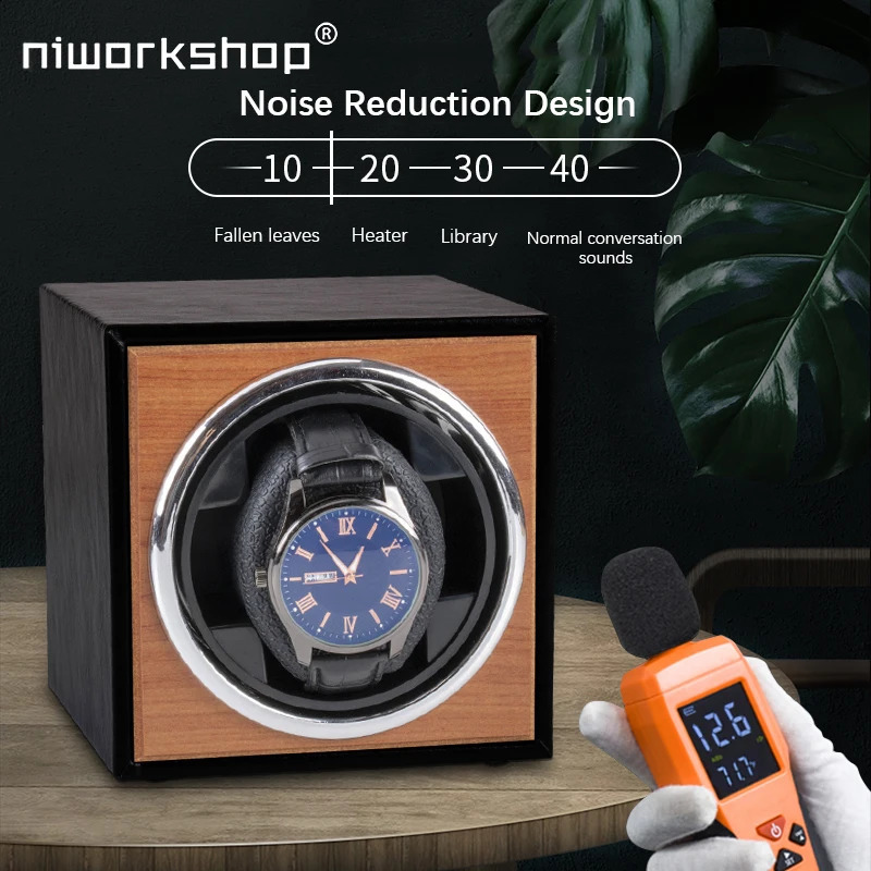 Niworkshop Single Automatic Watch WinderWooden Watches Storage Box with Soft PillowsQuiet Motor for Mens And Womens Watches 241226