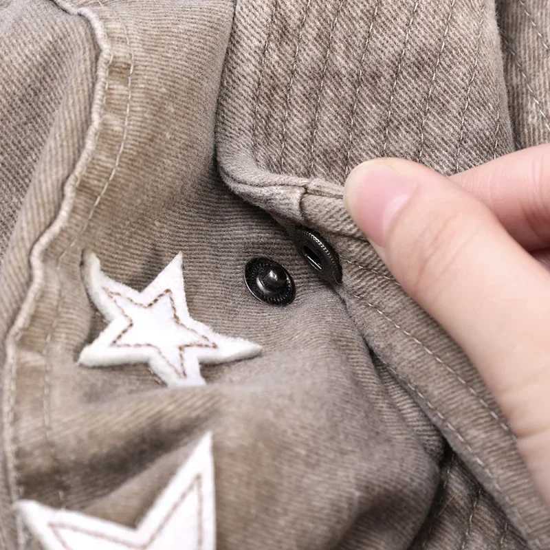 Y2K Pink Star Wild Western Cowboy Cs Neutral Collar Dr Rope Adult Size Fashion Trench Cowboy Cloth Adjustable Bucket Hat W241225