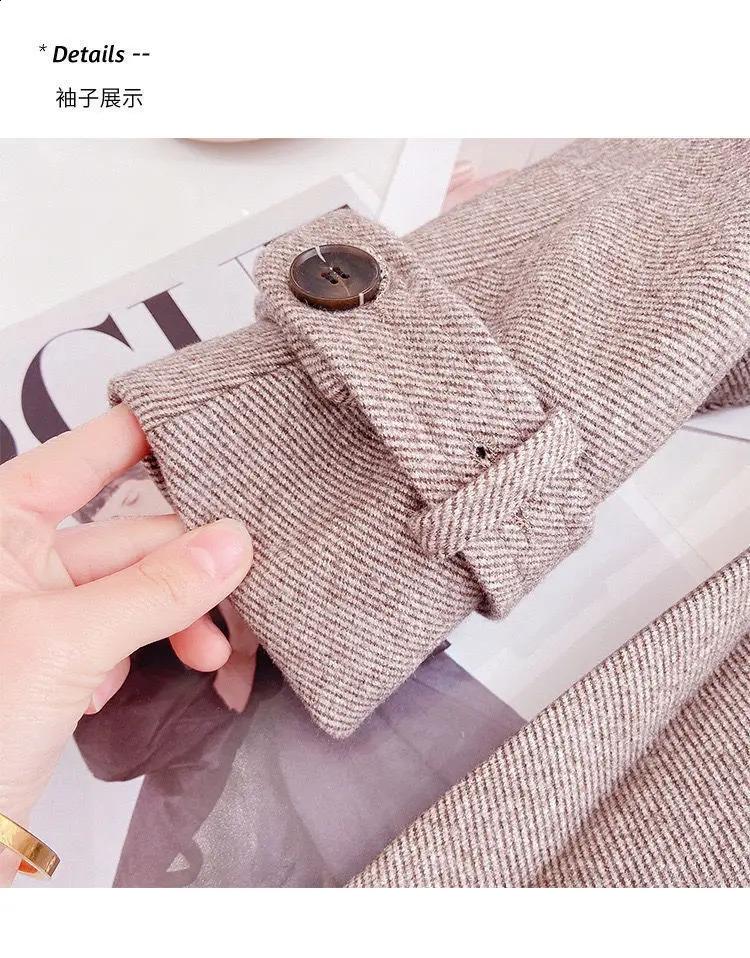Spring and Autumn Girls Woolen Suit Coat Pleated Short Skirt TwoPiece Set Little Girl Cotton Thickening Fashionable 241225