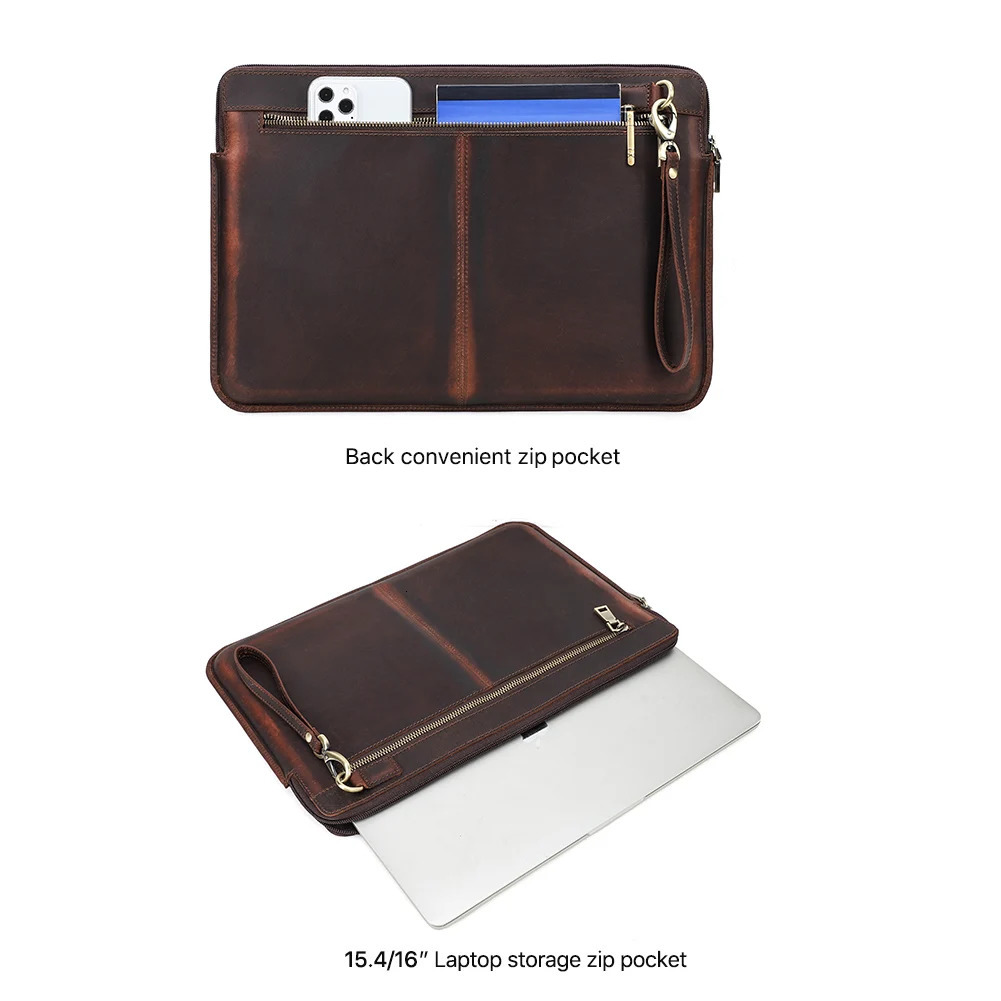 Laptop Briefcase Men For Air Pro 13 14 15 inch Cowhide Handbag Sleeve Tablet Pouch Case Thinkpad Matebook Funda 241225