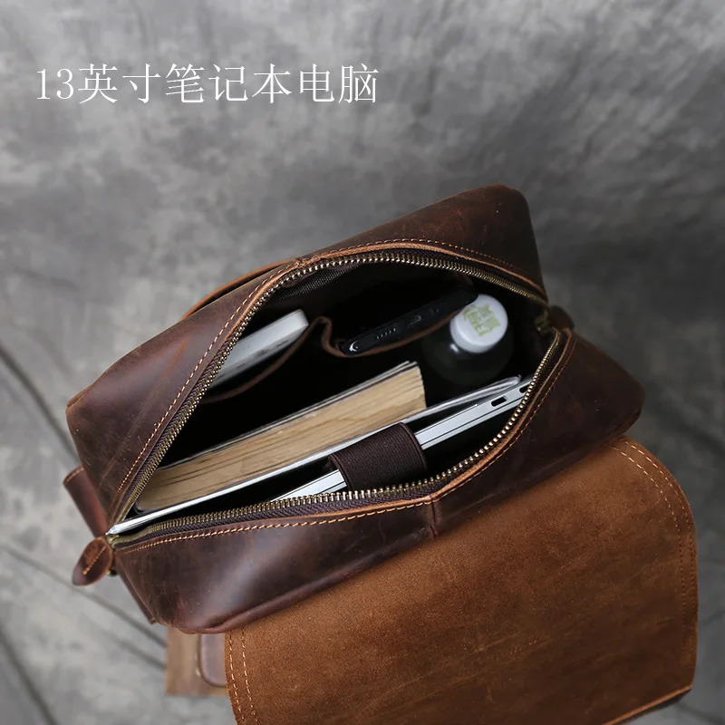 Head layer Leather Backpack Retro Crazy Horse Leather Large Capacity Computer Bag for Women Fashion ravel Leather Backpack 241225