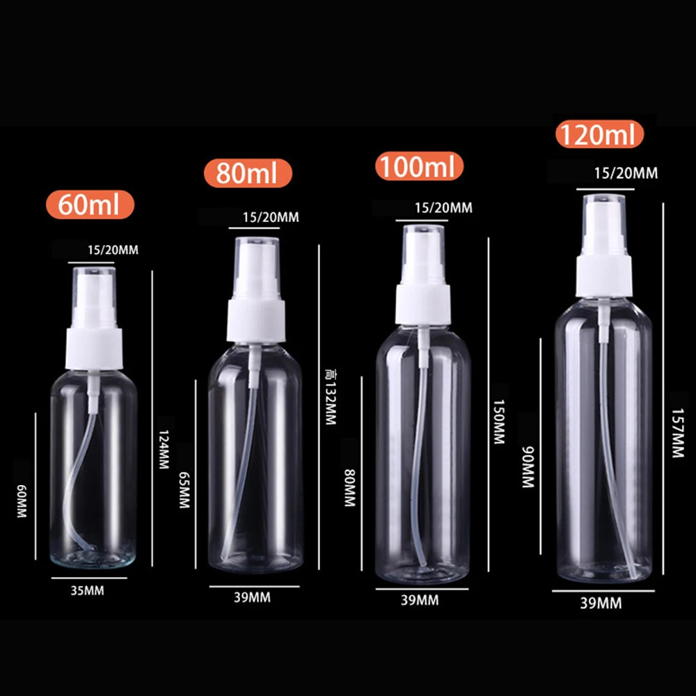 50PCS 10/20/30/50/60/100ml Fine Mist Clear Spray Bottles with white Pump Spray for Essential Oils Travel Perfume Refillable Bott 241225