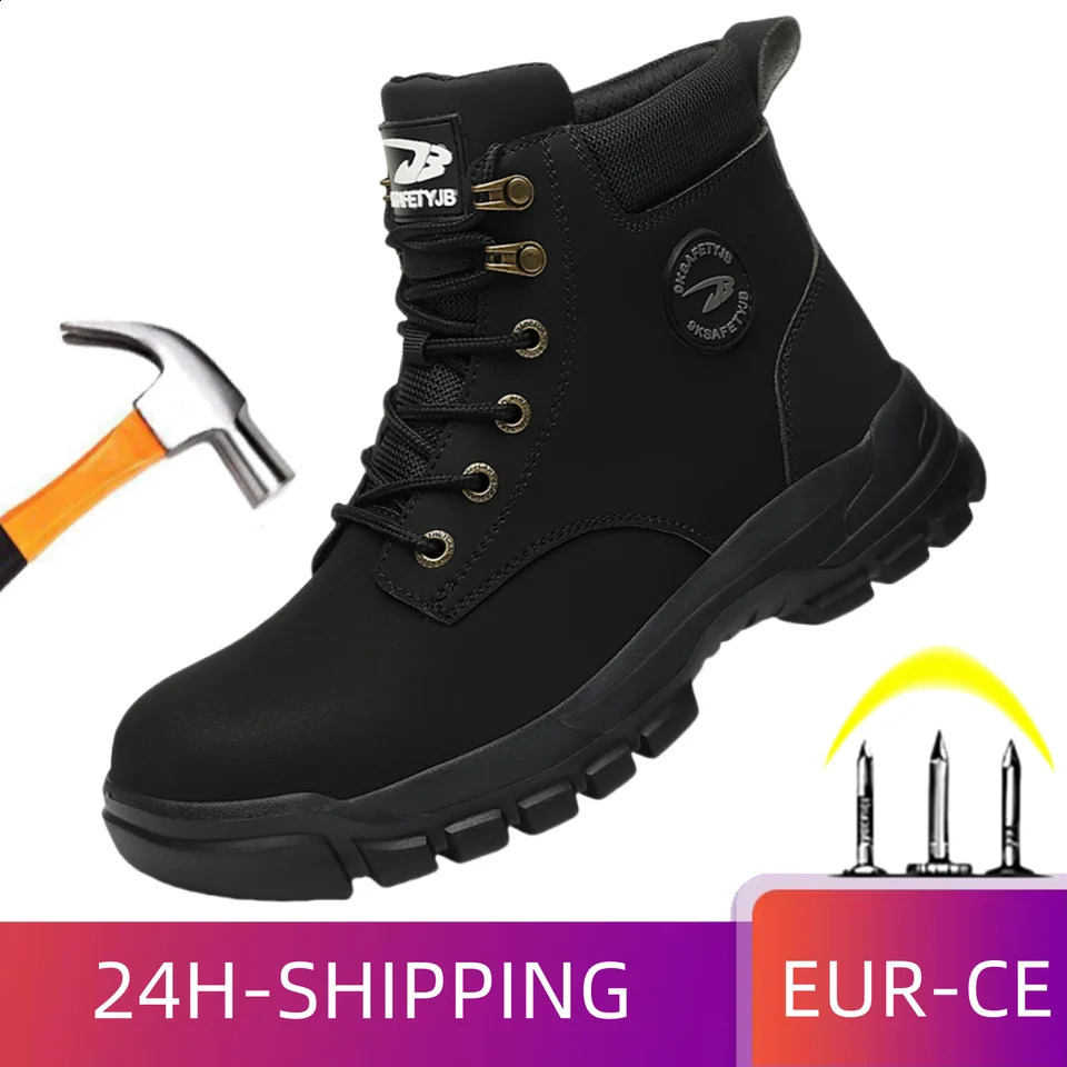 Comfortable Fashion Waterproof Security Work Safety Boots Protective Leather Boots Anti-smash Anti-puncture Industrial Shoes 241226