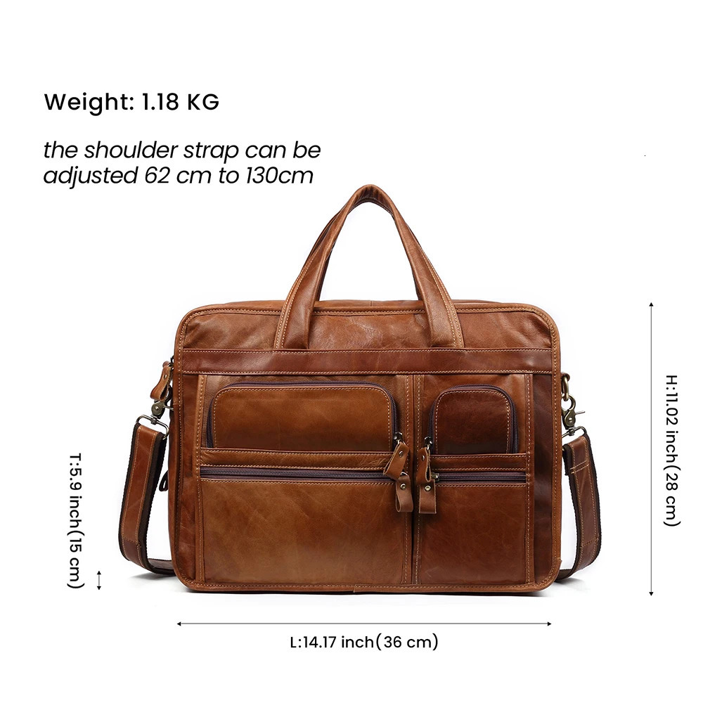 JOYIR Genuine Leather Men Briefcase Laptop Casual Business Tote Bags Shoulder Crossbody Bag Mens Handbags Large Travel Bag 241225