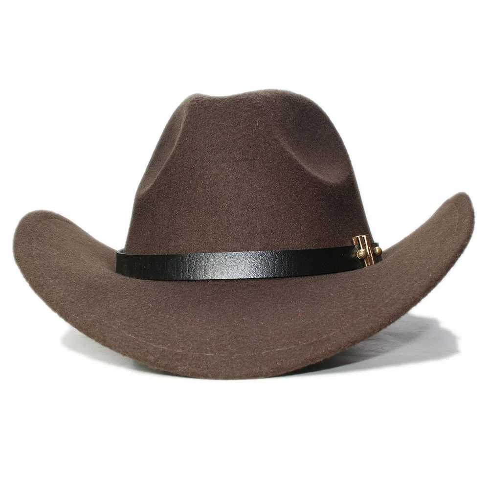 Large size 61CM vintage womens wool wide Brim denim western denim girl bowling hat Fedora C M letter leather strap W241225