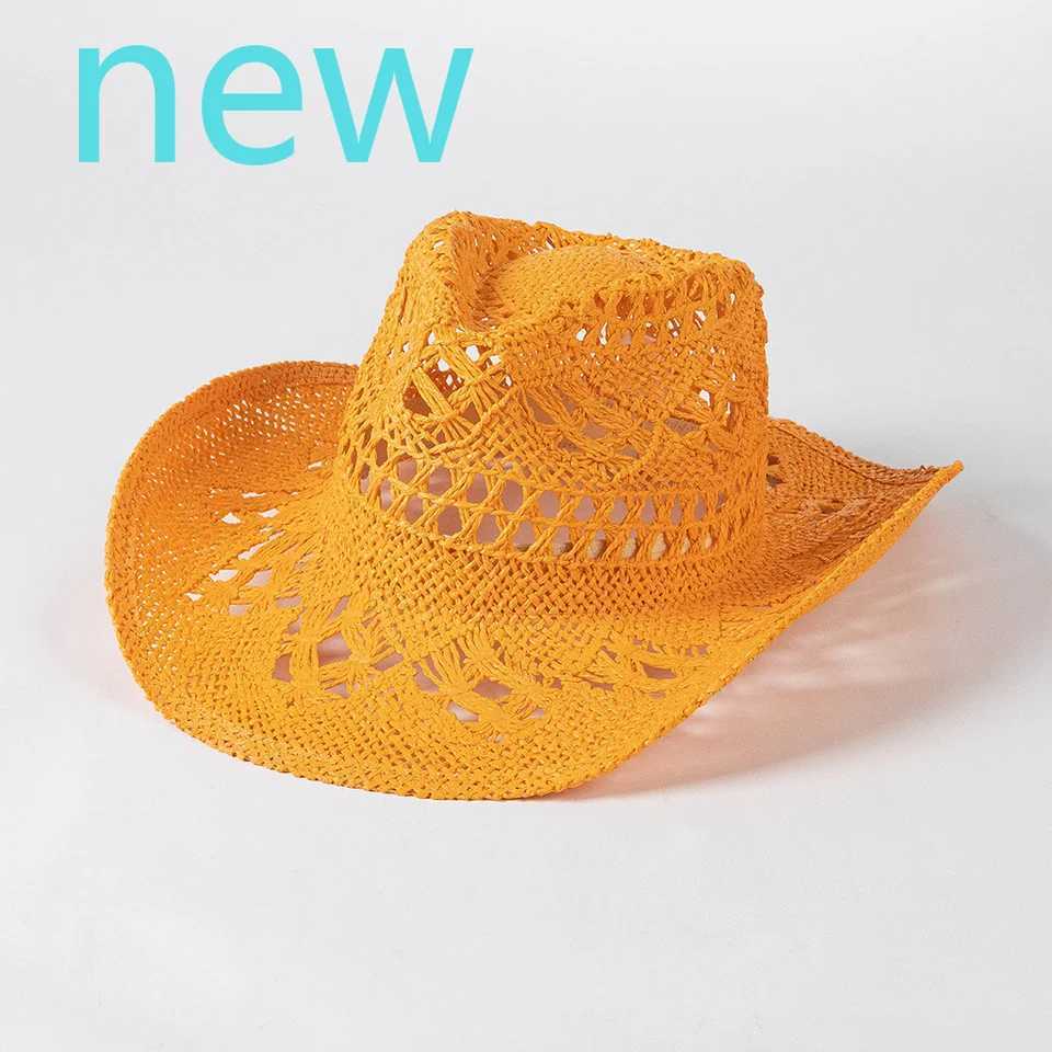 Matcha Green Cowboy Str Hat Hanoven Hollow Mens and Womens Summer Sun Hat Western Cowboy Hat Sombrero Vaquero W241225