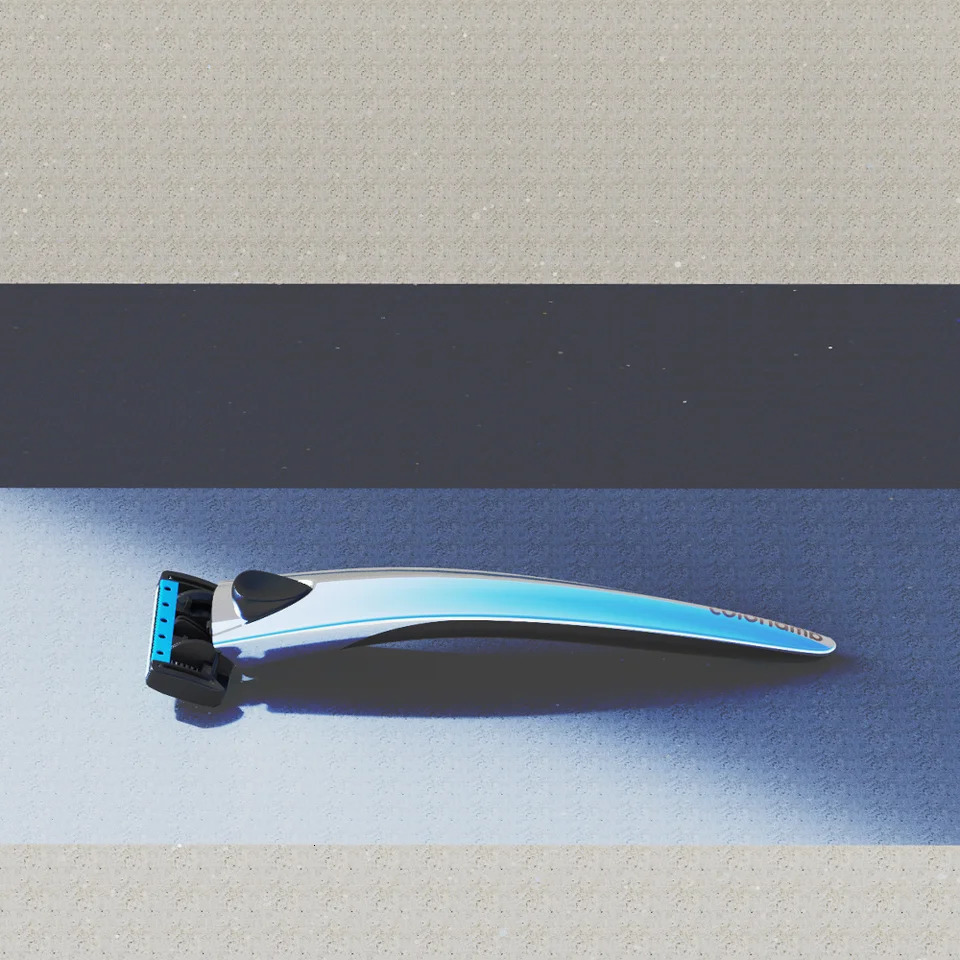 Colorlamb Metal Handle Manual Razor for Men Shaving Barber Classy Silver Color Shaver with 5 Blades Cartridge Set 241225