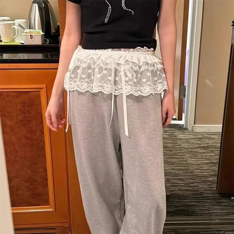 Neploe 2024 Summer Skirt for Women Heavy Lace Frenum Fungus Faldas Mujer Y2k Grunge High Waist Ruched Black Skirts 241224