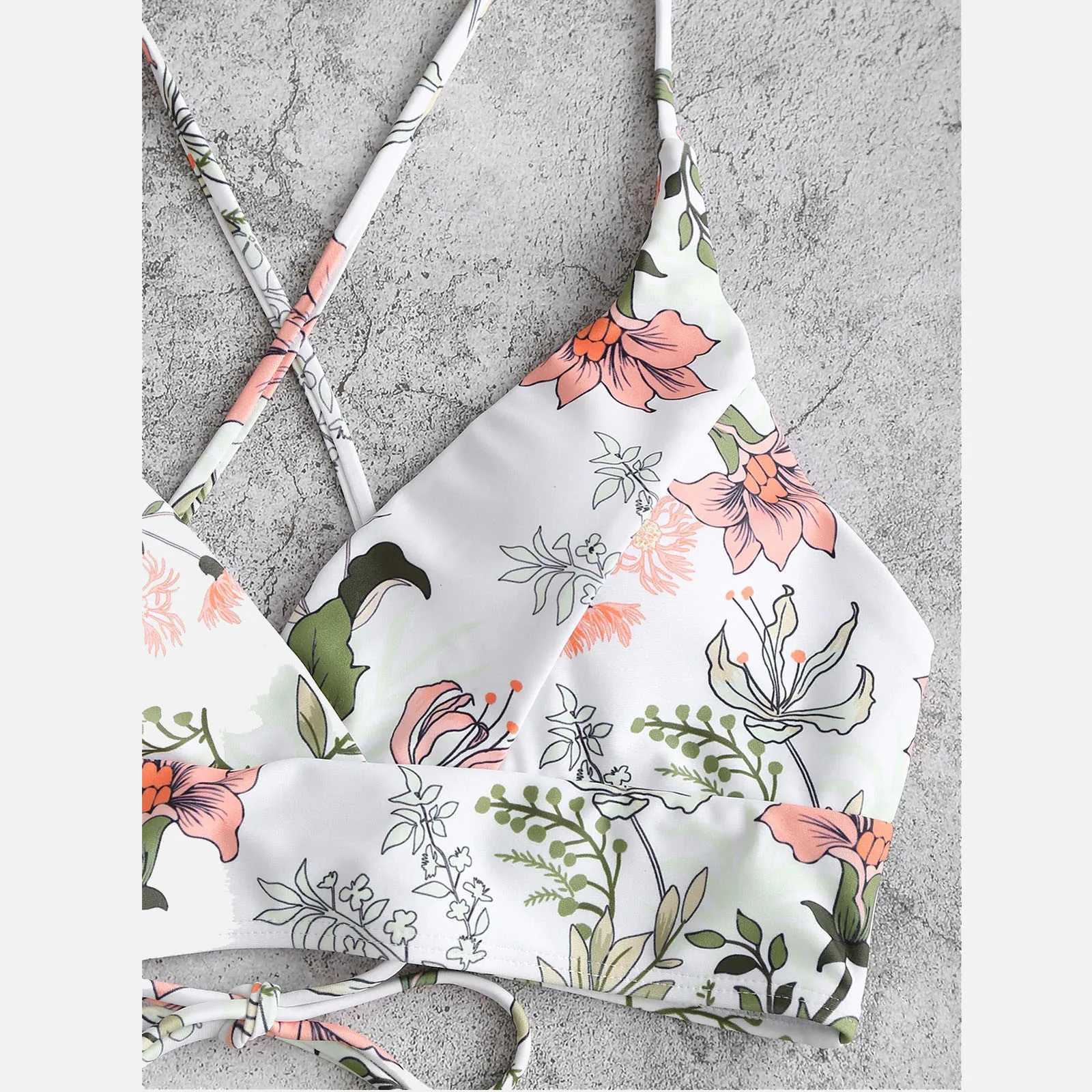 Sexy Shop Products Print Bikini Flower Size Beach Dress Set Two Women Split Swimsuit Plus Piece Swimwear Tankinis SetW241225