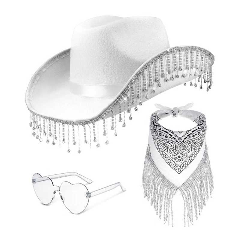 Western style denim hat scarf Tassel hat womens party clothing Heear direct shipping W241225