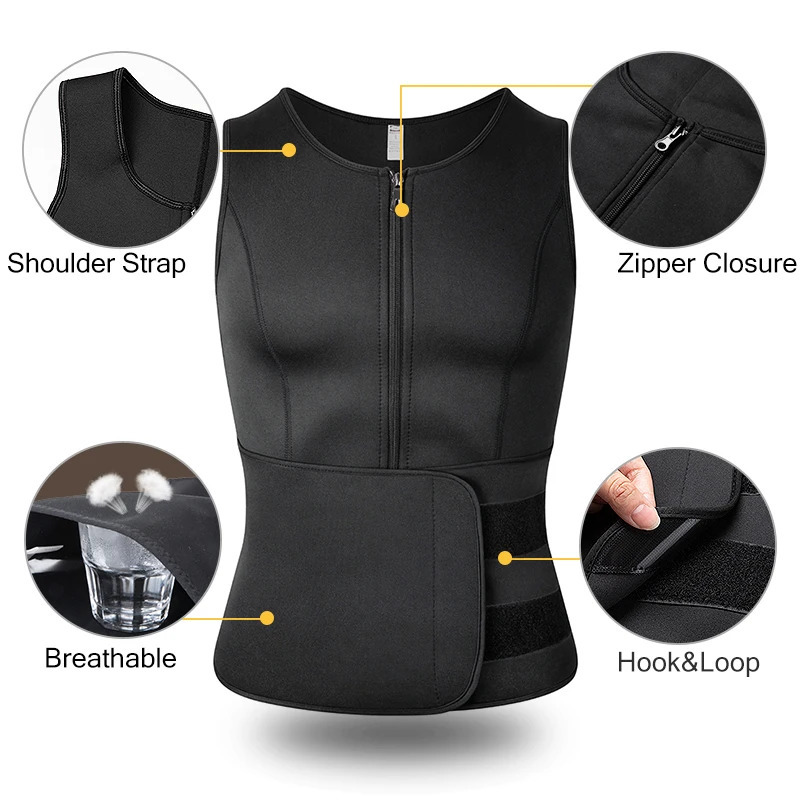 Men Body Shaper Waist Trainer Vest Slimming Shirt Sauna Sweat Vest Compression Undershirt Shapewear Fat Workout Tank Tops 241225