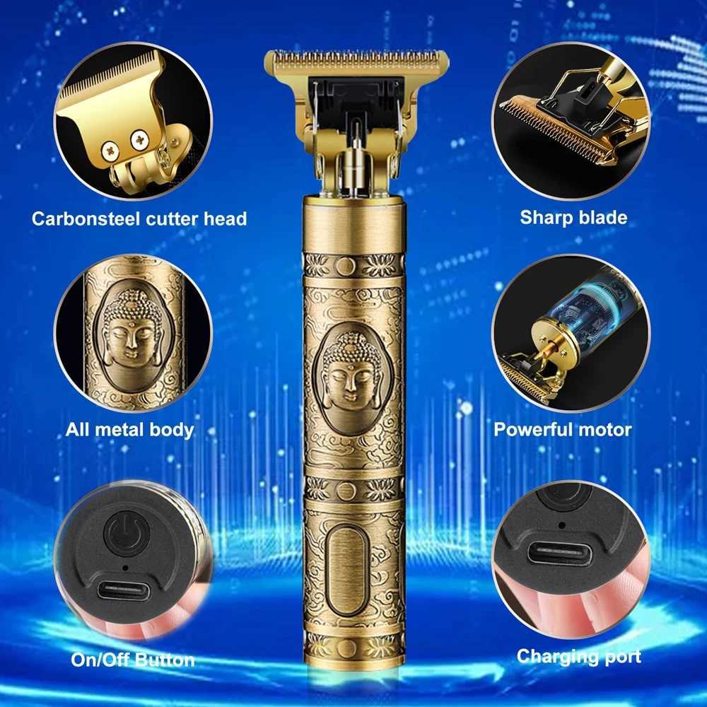 Vintage T9 Electric Hair Cutting Machine Hair Clipper Professional Men Shaver Rechargeable Barber Trimmer for Men Buddha W241227