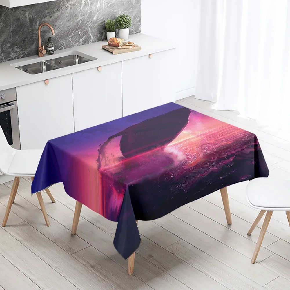 Cute Whale Orca Tablecloth Waterproof Rectangular Wedding Party Restaurant Table Decoration STB3