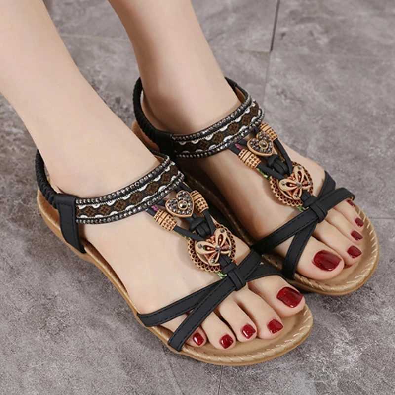 High Quality Rimocy Summer Women Bohemian Sandals Crystal Foam Non-slip Sandals Women Elastic Band Strap Low Heels Rome Shoes Sandals T241227
