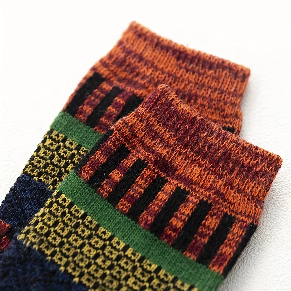 5pairs Unisex Ethnic Style Vintage Thick Wool Warm Crew Men Socks Soft UltraComfortable High Quality Breathable Womens Sock 241227