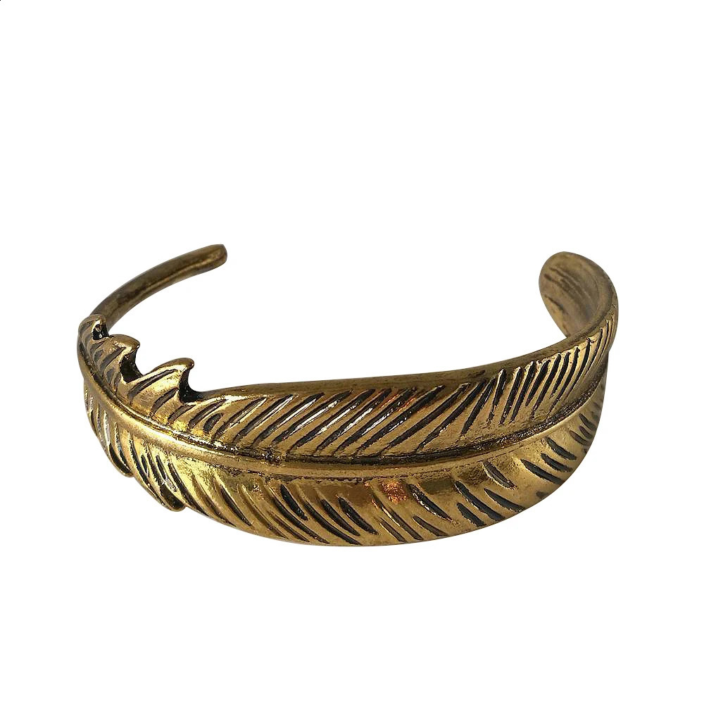 Vintage Alloy Feather Cuff Bracelets Brangle For Women Leaves Bangles Punk Bangle Jewelry 241227