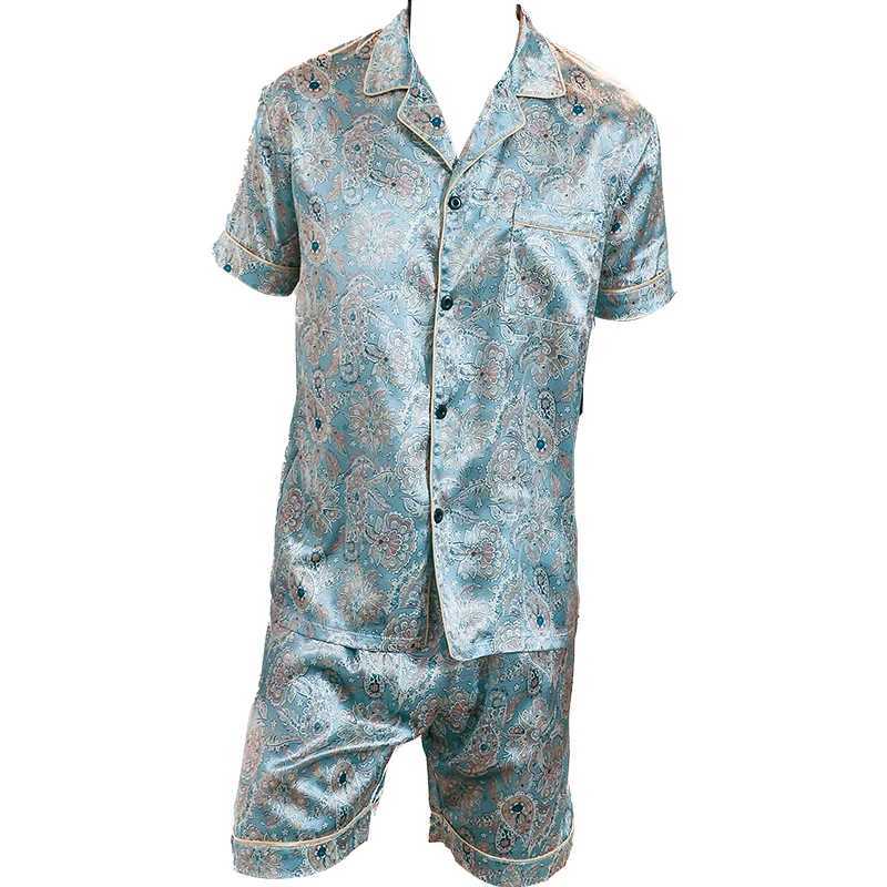 Two piece sets for mens pajamas summer short sleeved shorts flower pattern printed home clothing sleepwear setXJ241227