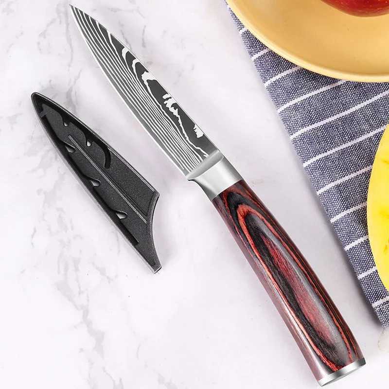 3 kitchen knives fruit knives high carbon stainless steel tra sharp Japanese pocket practical knives with sheaths Y241227